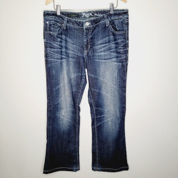 Wrangler Rock 47 Ultra Low Rise Dark Wash Jeans - Picture 1 of 8